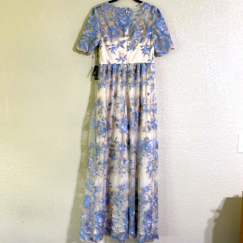 NWT Adrianna Papell Long Illusion Embellished Mesh Gown Size 4 - Picture 9 of 15